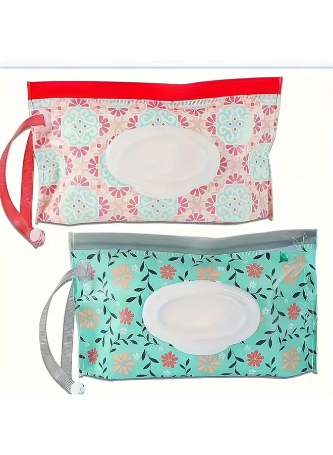 حاويات مناديل مبللة قابلة لإعادة الاستخدام محمولة باللون الوردي 2 حزمة مقاومة للتسرب لحالة السفر قابلة لإعادة التعبئة قابلة للغسل - Image 1